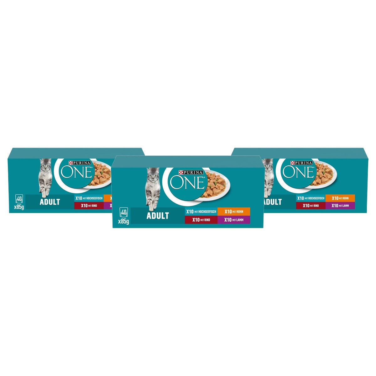 Purina One Adult natvoer kattenvoer rassenmix 40 x 85 g - 3-pack