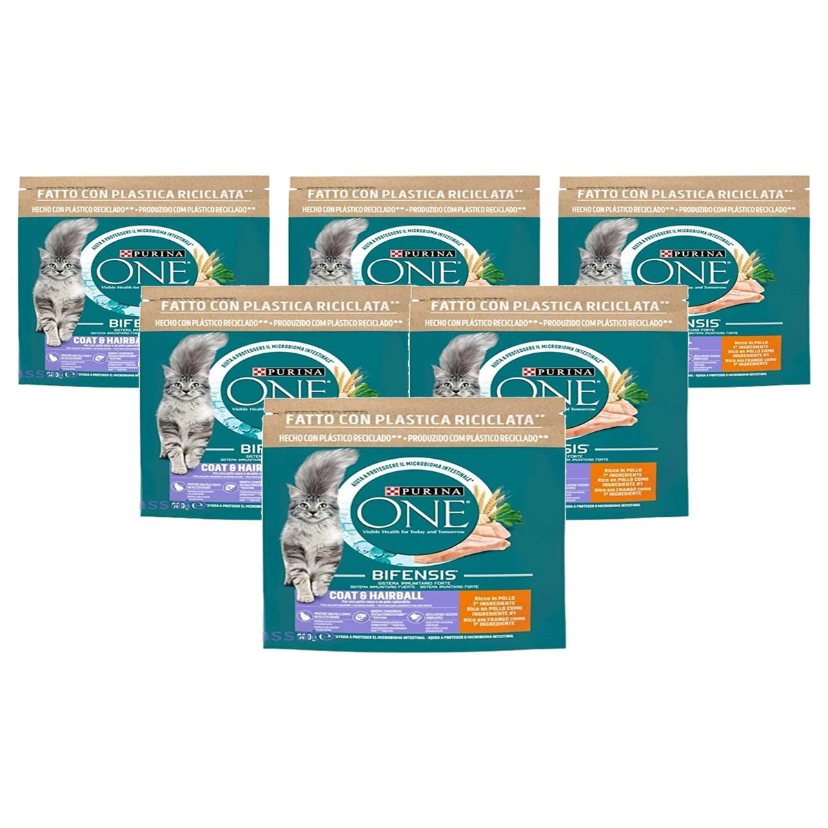 PURINA ONE Bifensis droogvoer kat huid en vacht kip 800 g - 6-pack