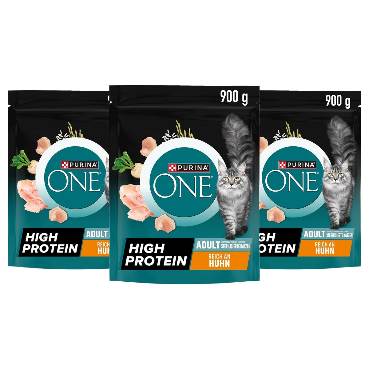 Purina One High Protein droogvoer kat kip 6 x 900 g - 3-pack