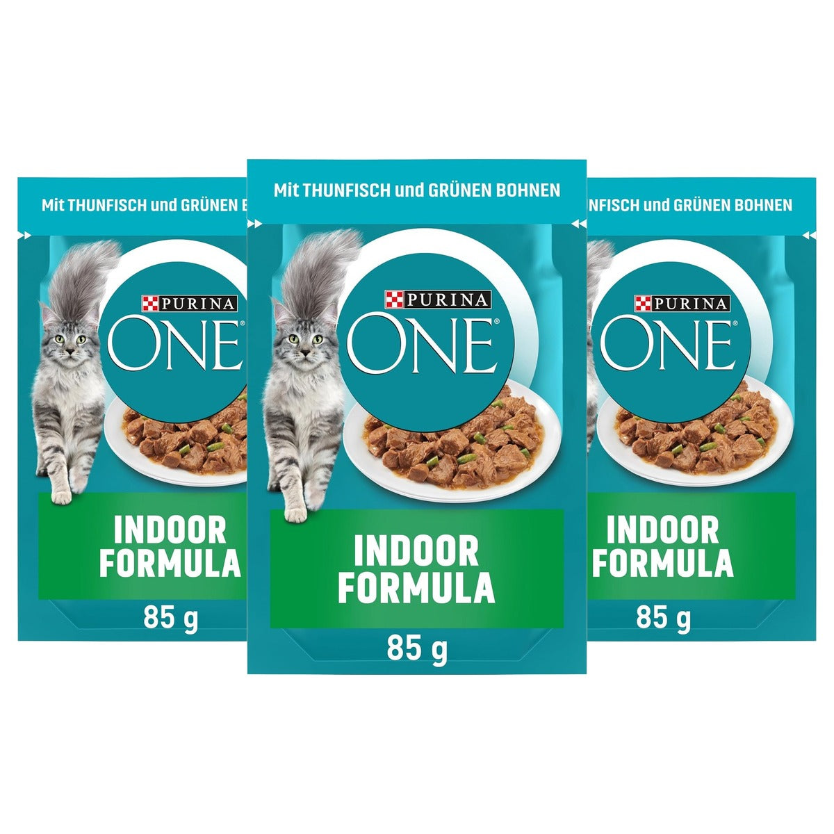 Purina One Indoor natvoer kattenvoer tonijn 26 x 85 g - 3-pack