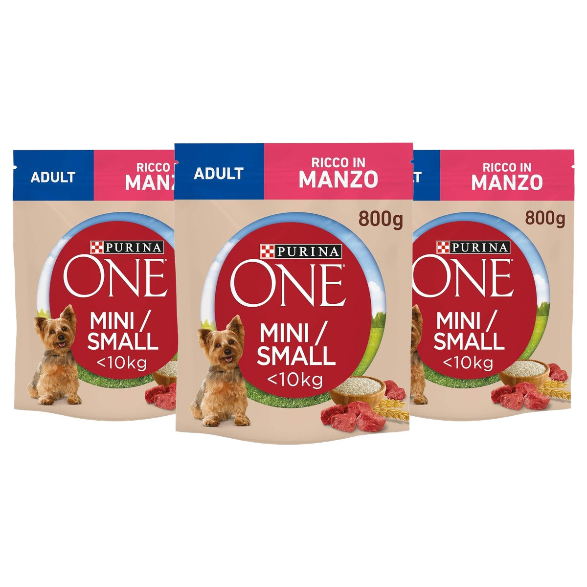 Purina One Mini hondenvoer rundvlees 8 x 800 g - 3-pack