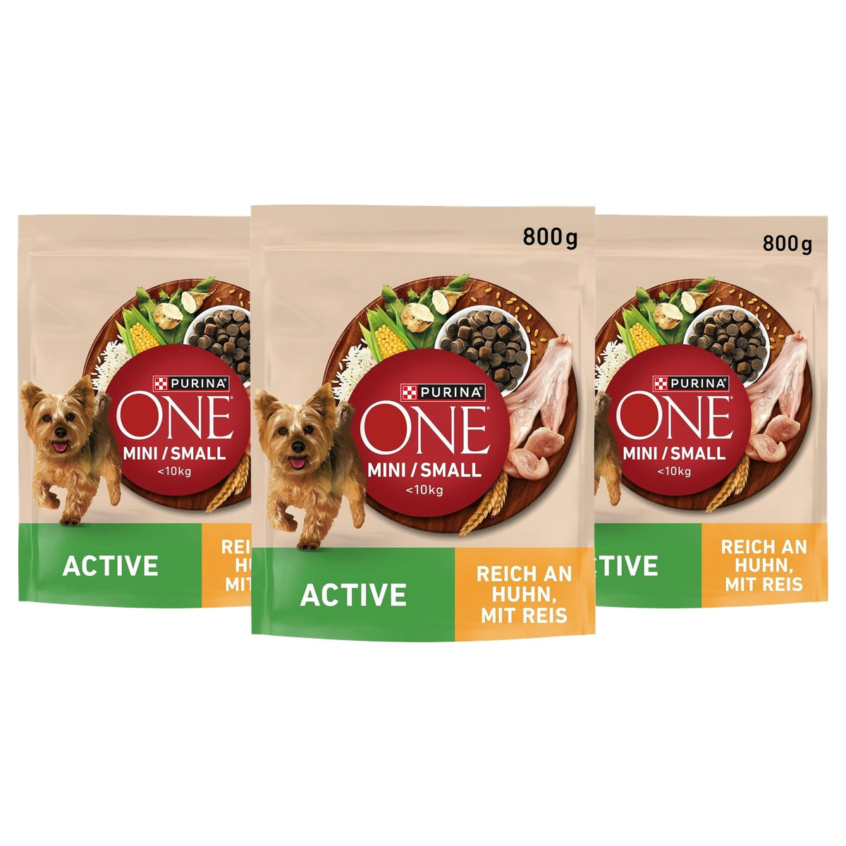 Purina One Mini/Small Active hondenvoer kip 8 x 800 g - 3-pack