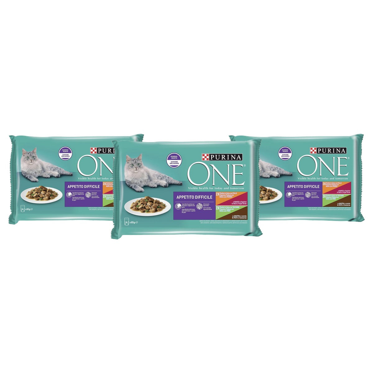 Purina One natvoer kattenvoer gemengde smaken 48 x 85 g - 3-pack