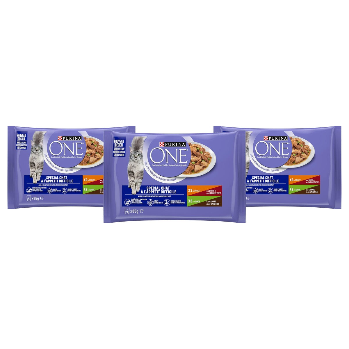 Purina One Speciaal natvoer kattenvoer rund, kip, eend & kalkoen 340 g - 3-pack