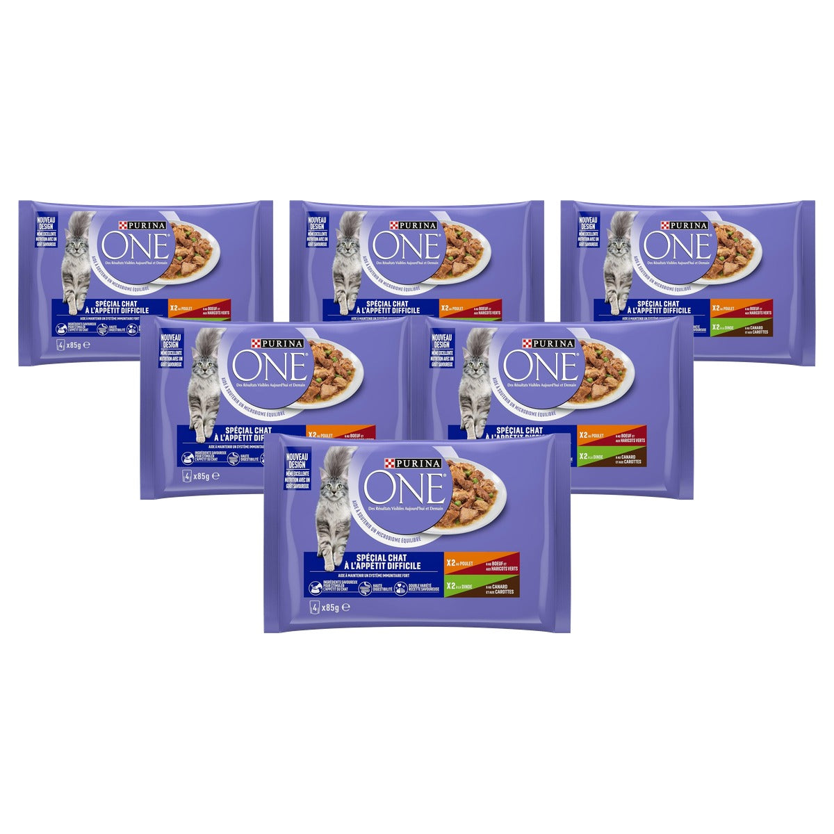 Purina One Speciaal natvoer kattenvoer rund, kip, eend & kalkoen 340 g - 6-pack