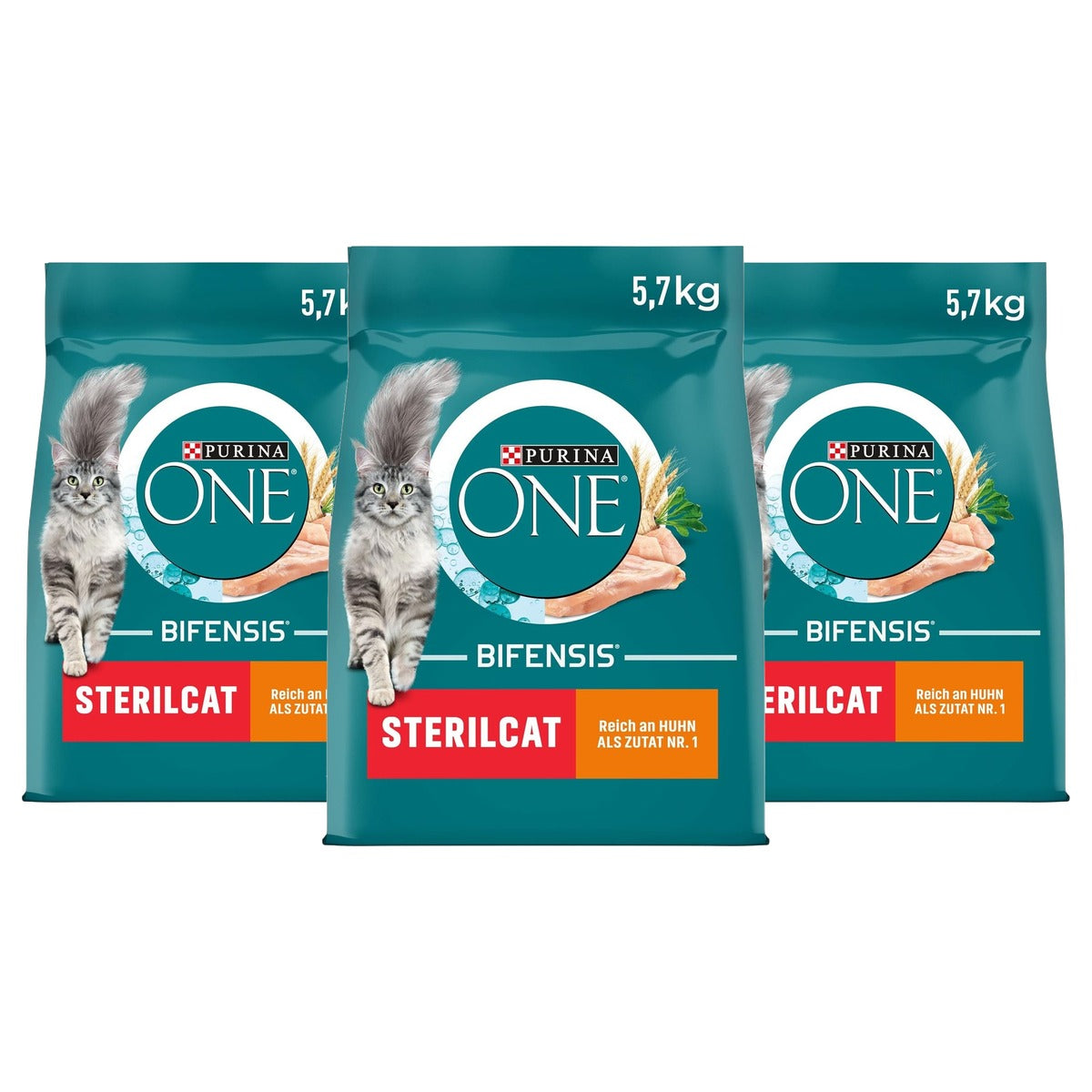Purina One Bifensis Sterilcat droogvoer kat kip 1 x 5,7 kg - 3-pack