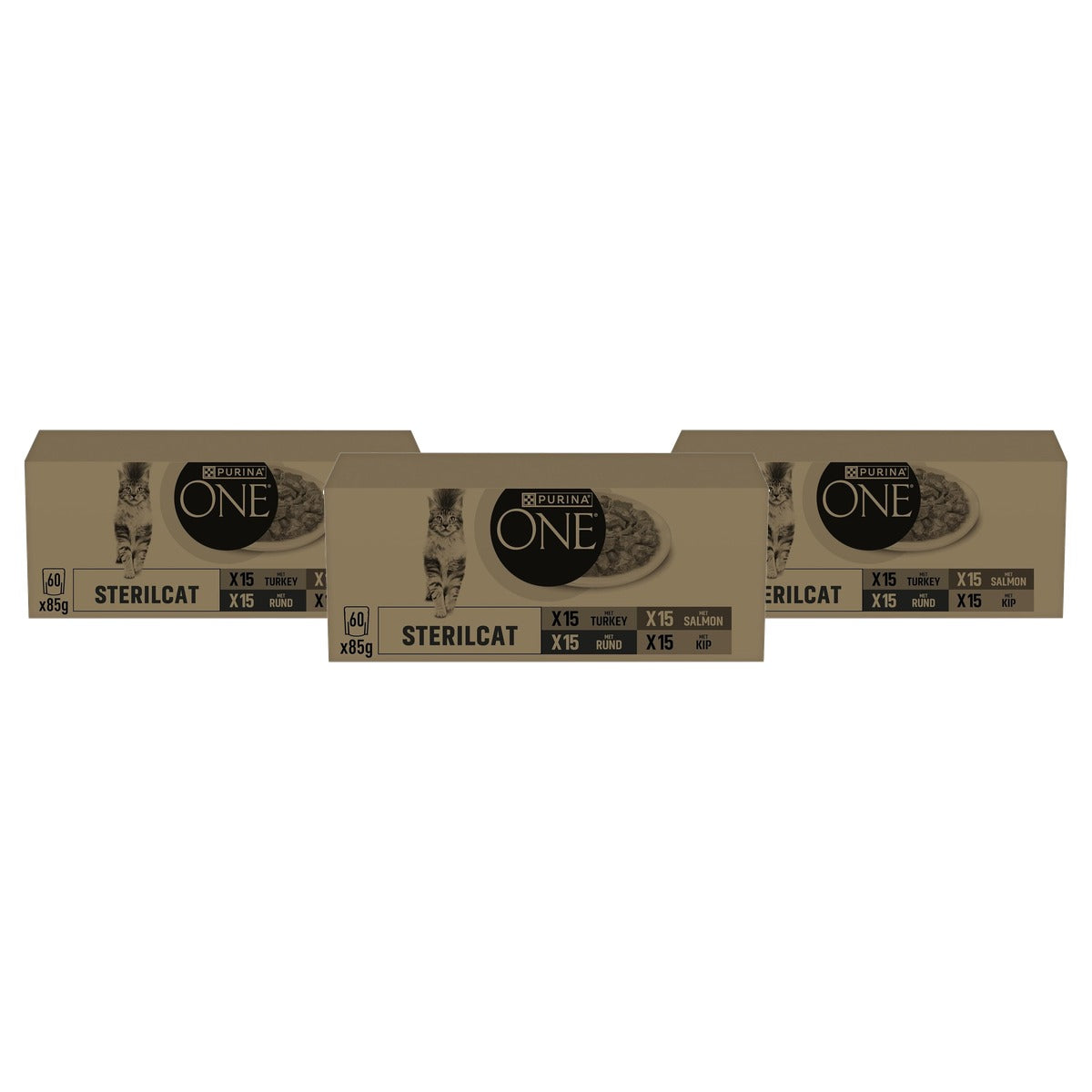 Purina One Sterilcat natvoer kattenvoer smakenmix 60 x 85 g - 3-pack