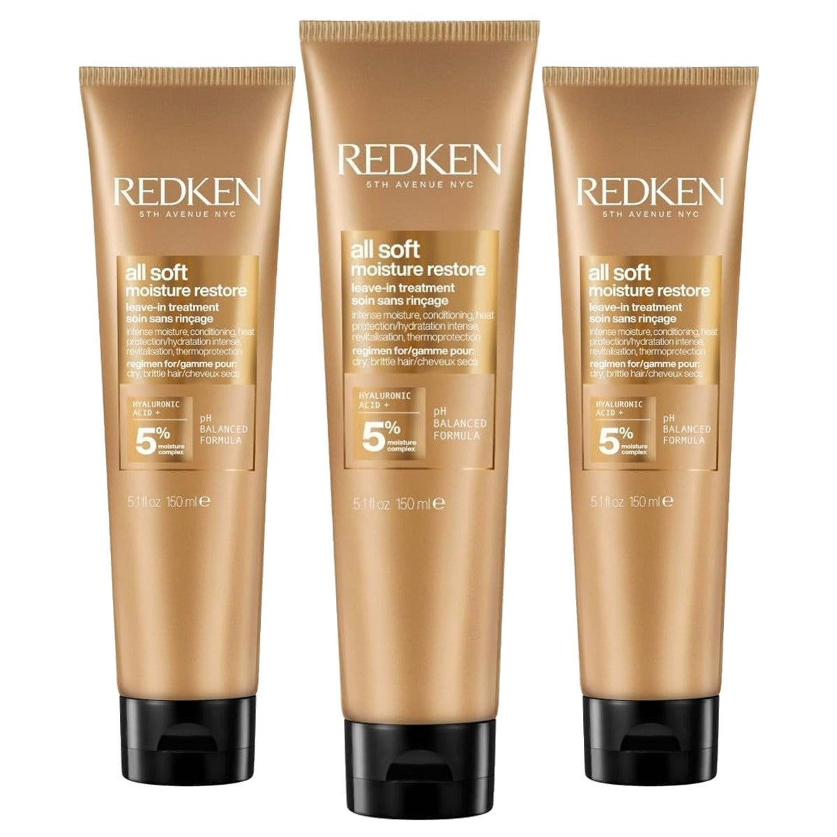 Redken All Soft Moisture Restore Leave-In Masker met Hyaluronzuur 150 ml - 3-pack