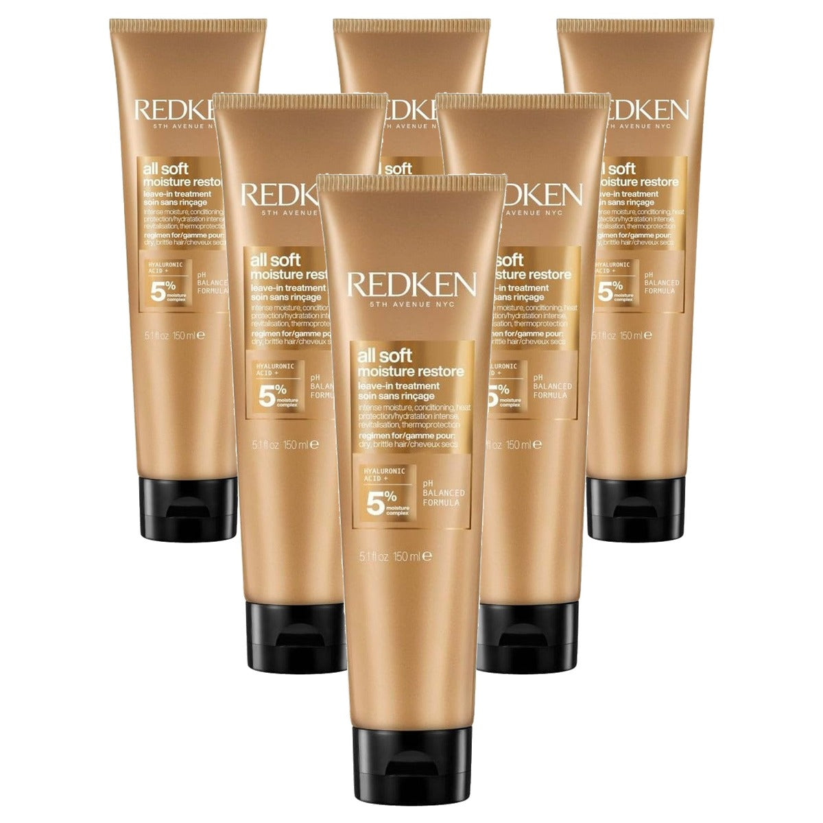 Redken All Soft Moisture Restore Leave-In Masker met Hyaluronzuur 150 ml - 6-pack
