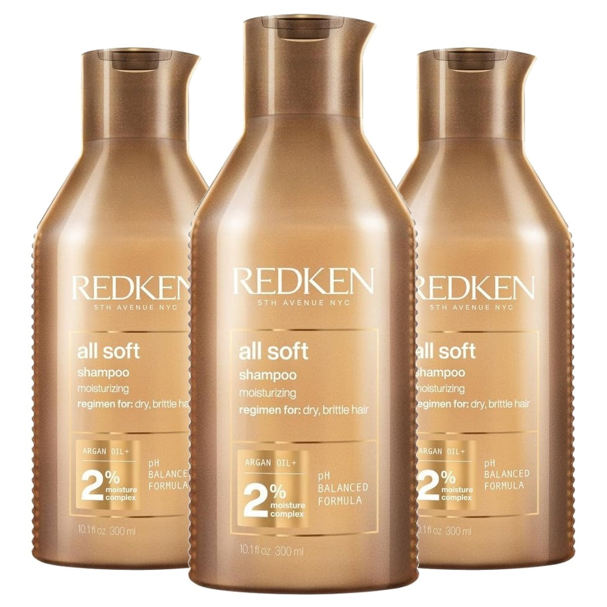Redken All Soft Shampoo voor Droog Haar met Arganolie & Omega 6 300 ml - 3-pack