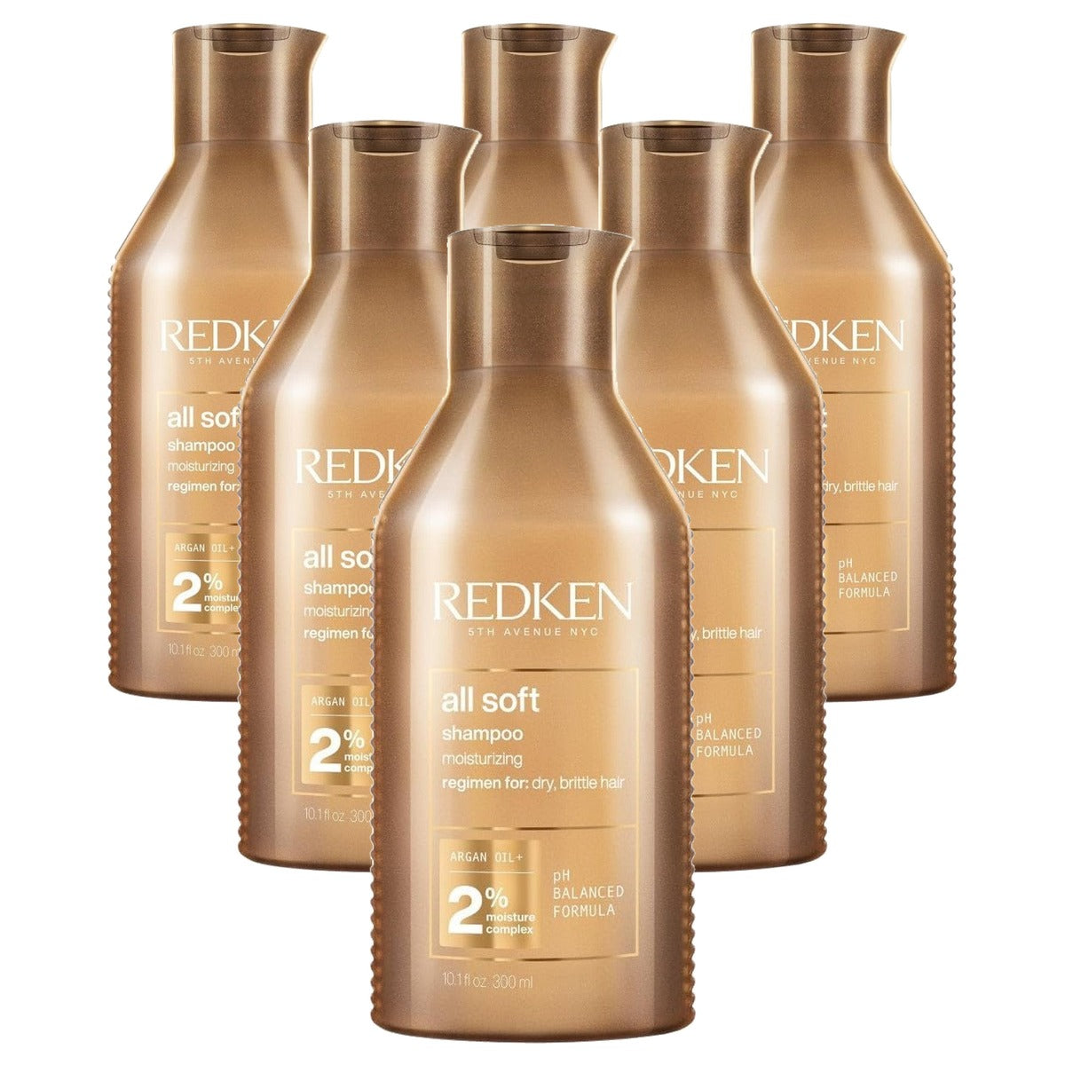 Redken All Soft Shampoo voor Droog Haar met Arganolie & Omega 6 300 ml - 6-pack