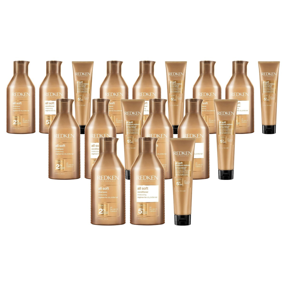 Redken All Soft Verzorgingsset Shampoo, Conditioner en Masker 300 ml + 300 ml + 150 ml - 6-pack