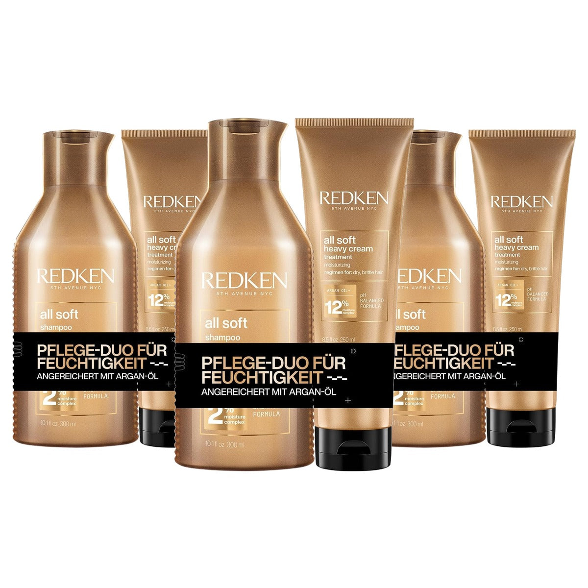 Redken All Soft Verzorgingsset Shampoo en Haarmasker 300 ml + 250 ml - 3-pack