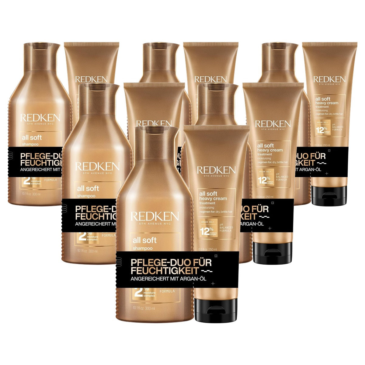 Redken All Soft Verzorgingsset Shampoo en Haarmasker 300 ml + 250 ml - 6-pack