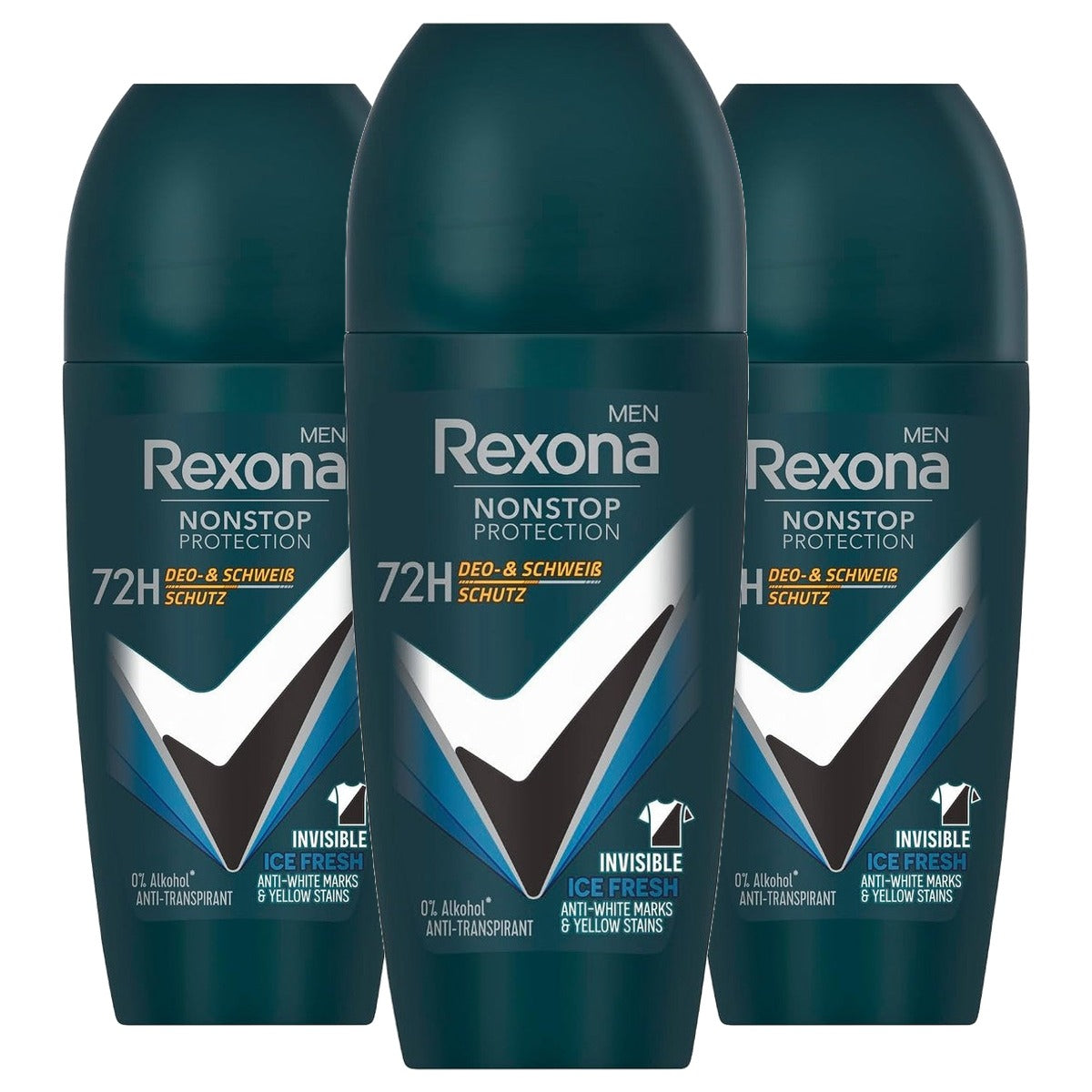 Rexona Men Nonstop Protection Invisible Ice Fresh Roll-On 3 x 50 ml - Voordeelverpakking