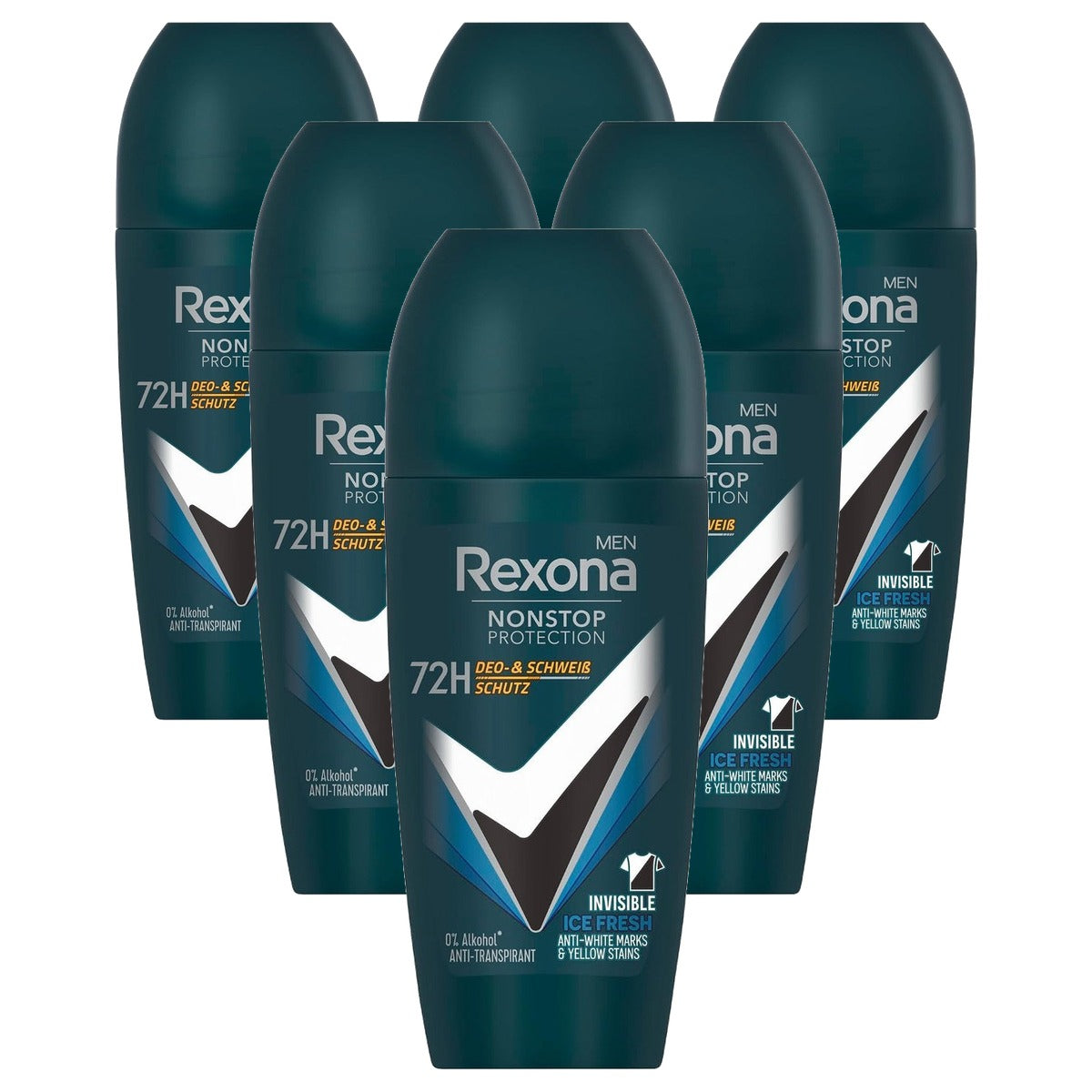 Rexona Men Nonstop Protection Invisible Ice Fresh Roll-On 6 x 50 ml - Voordeelverpakking