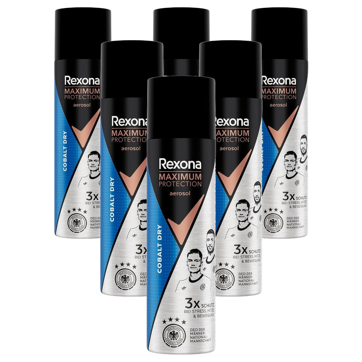 REXONA MEN Maximum Protection Cobalt Dry Deospray 6 x 150 ml - Voordeelverpakking