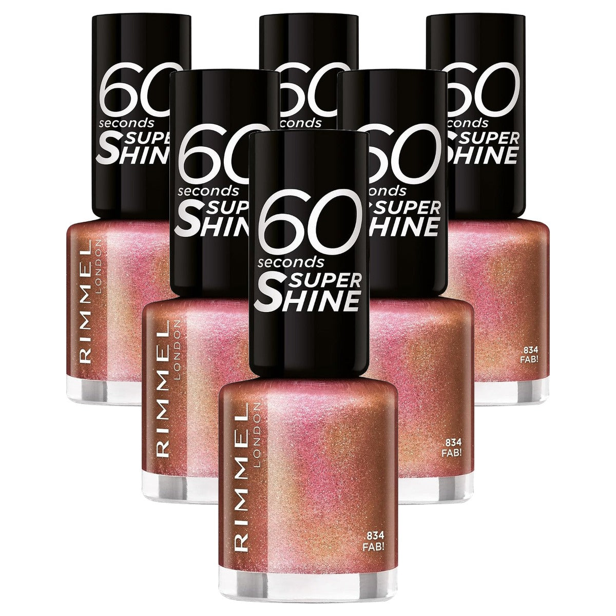 Rimmel London 60 Seconds Glitter Nagellak 834 Fab 8 ml - 6 stuks