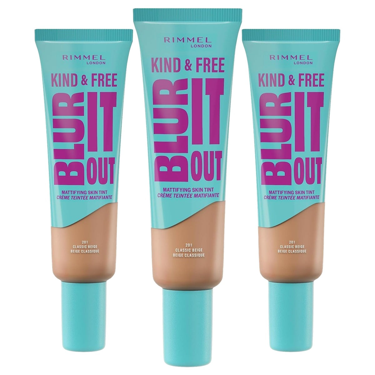 Rimmel London BLUR IT OUT Foundation 201 Classic Beige 30 ml - 3 stuks
