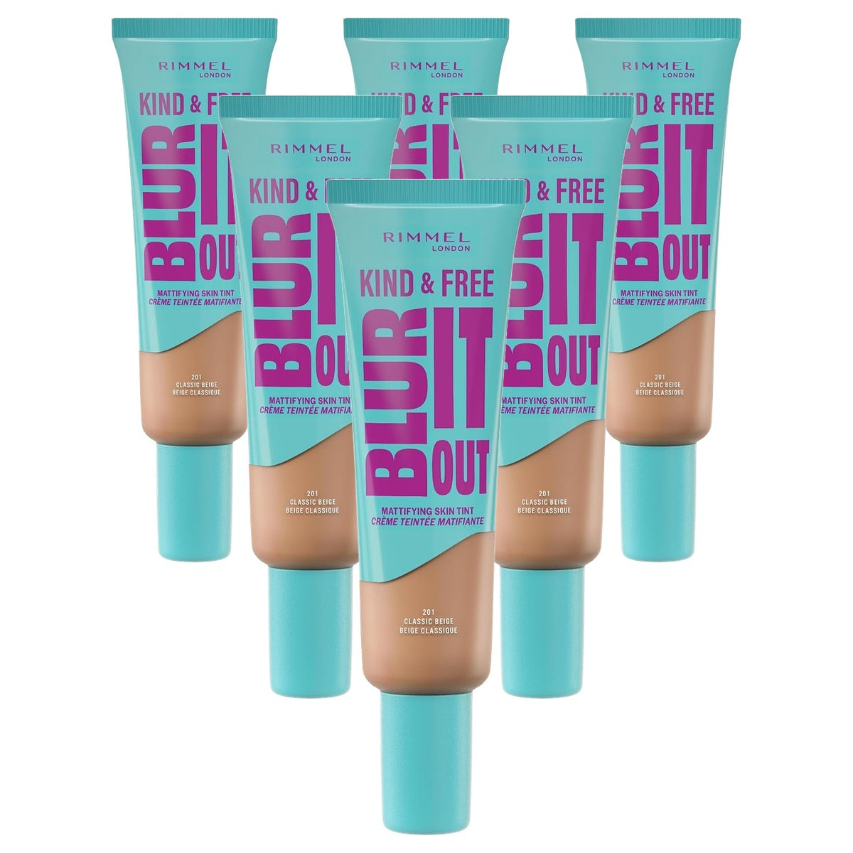Rimmel London BLUR IT OUT Foundation 201 Classic Beige 30 ml - 6 stuks