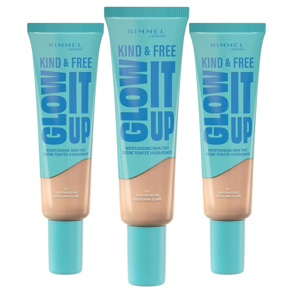 Rimmel London Glow It Up Foundation 001 Fair Porcelain 30 ml - 3 stuks