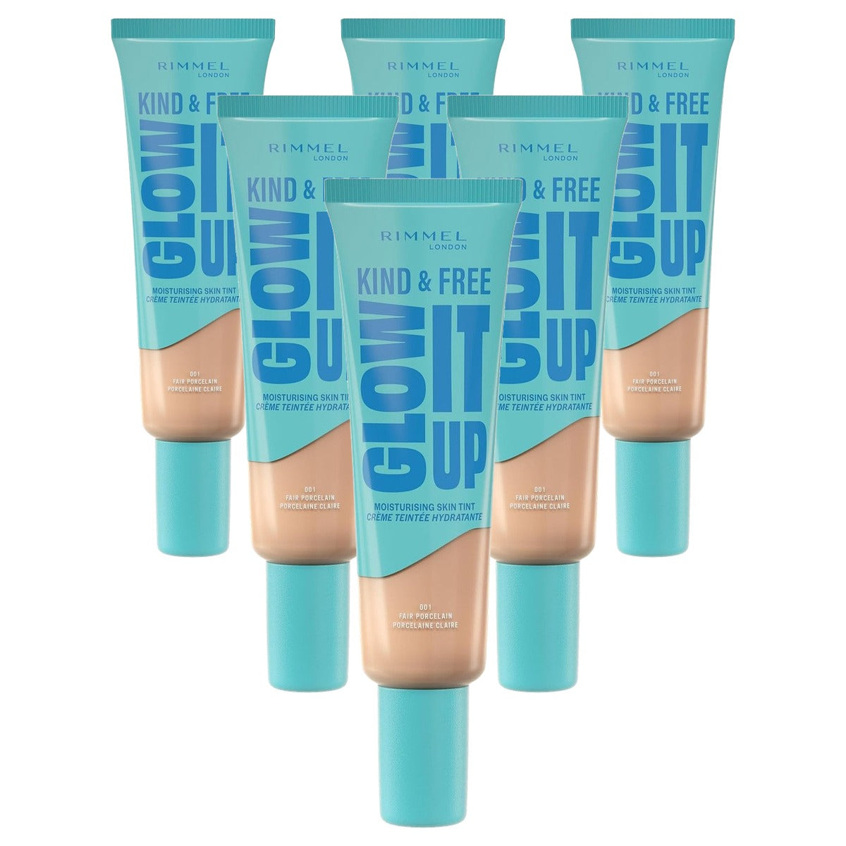 Rimmel London Glow It Up Foundation 001 Fair Porcelain 30 ml - 6 stuks