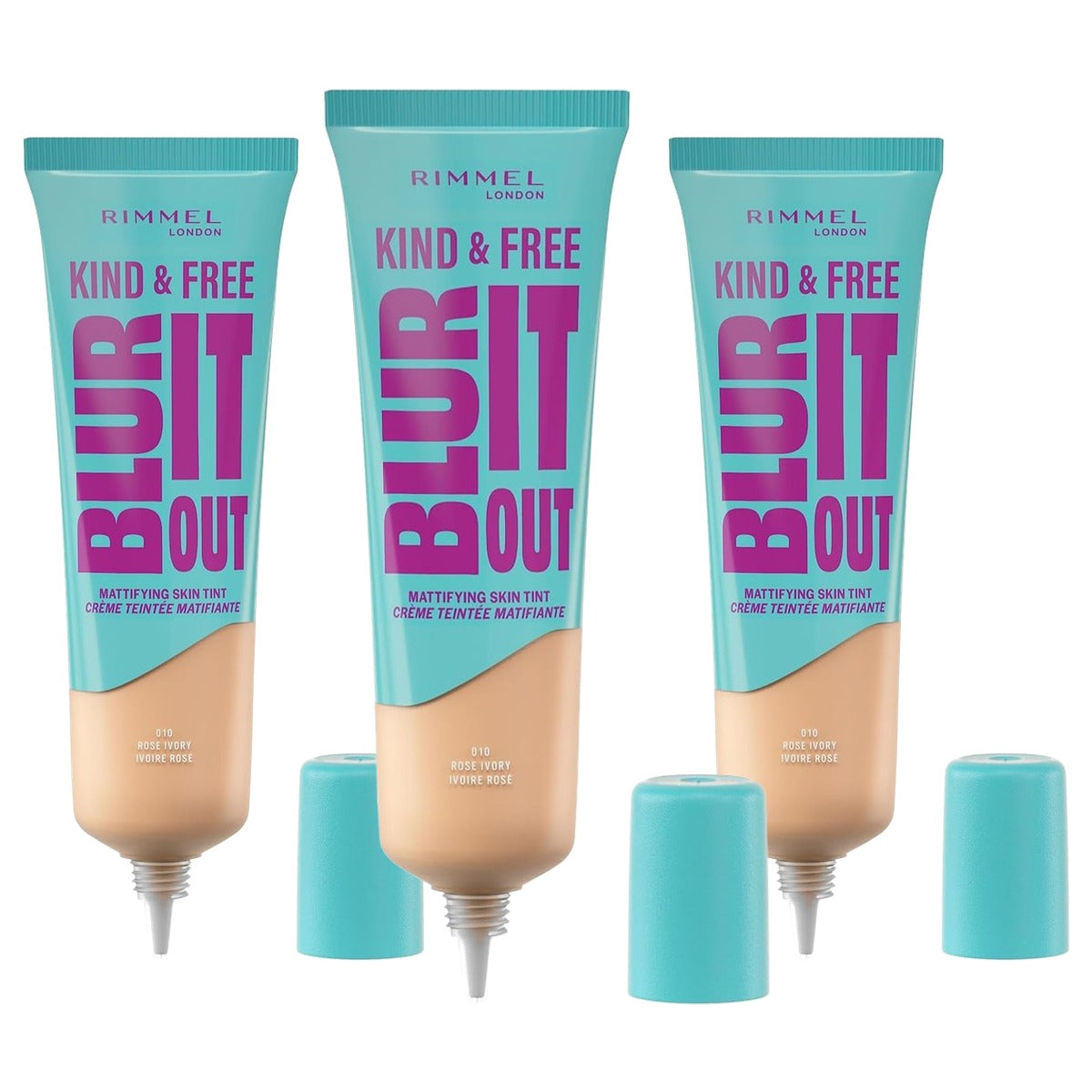 Rimmel London Kind & Free Blue It Out 010 Rose Ivory 30 ml - 3 stuks