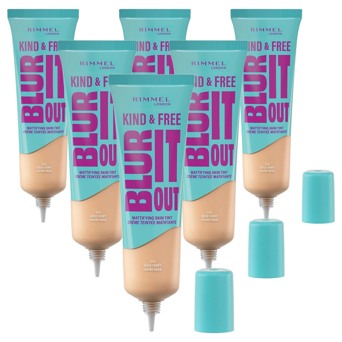 Rimmel London Kind & Free Blue It Out 010 Rose Ivory 30 ml - 6 stuks