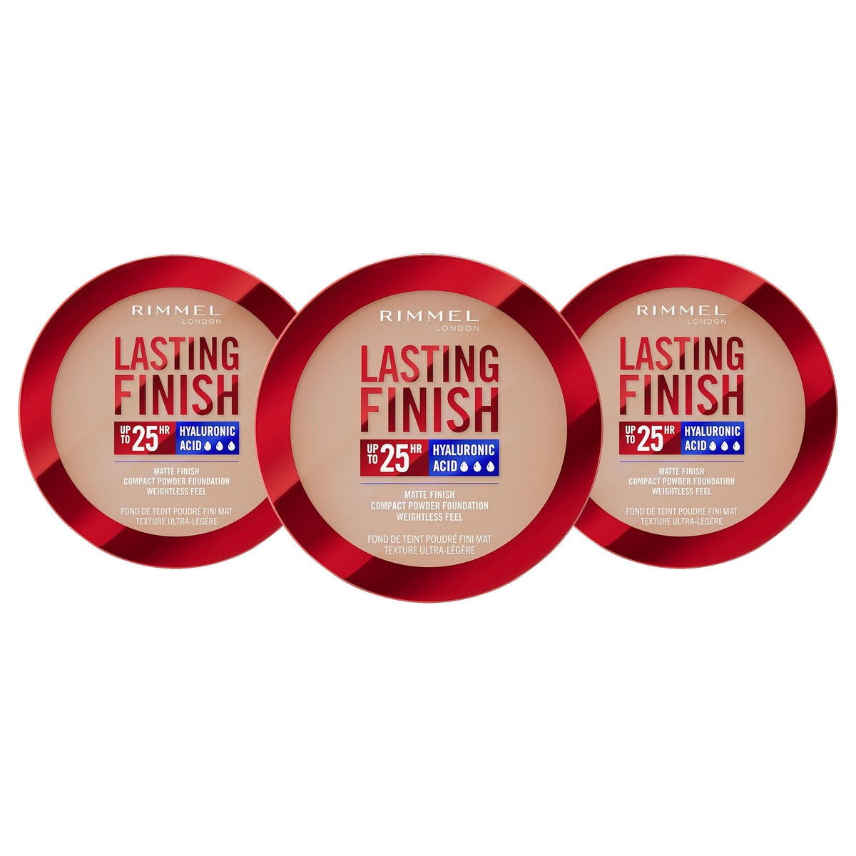 Rimmel London Lasting Finish 005 Ivory Compact Foundation 7 g - 3 stuks