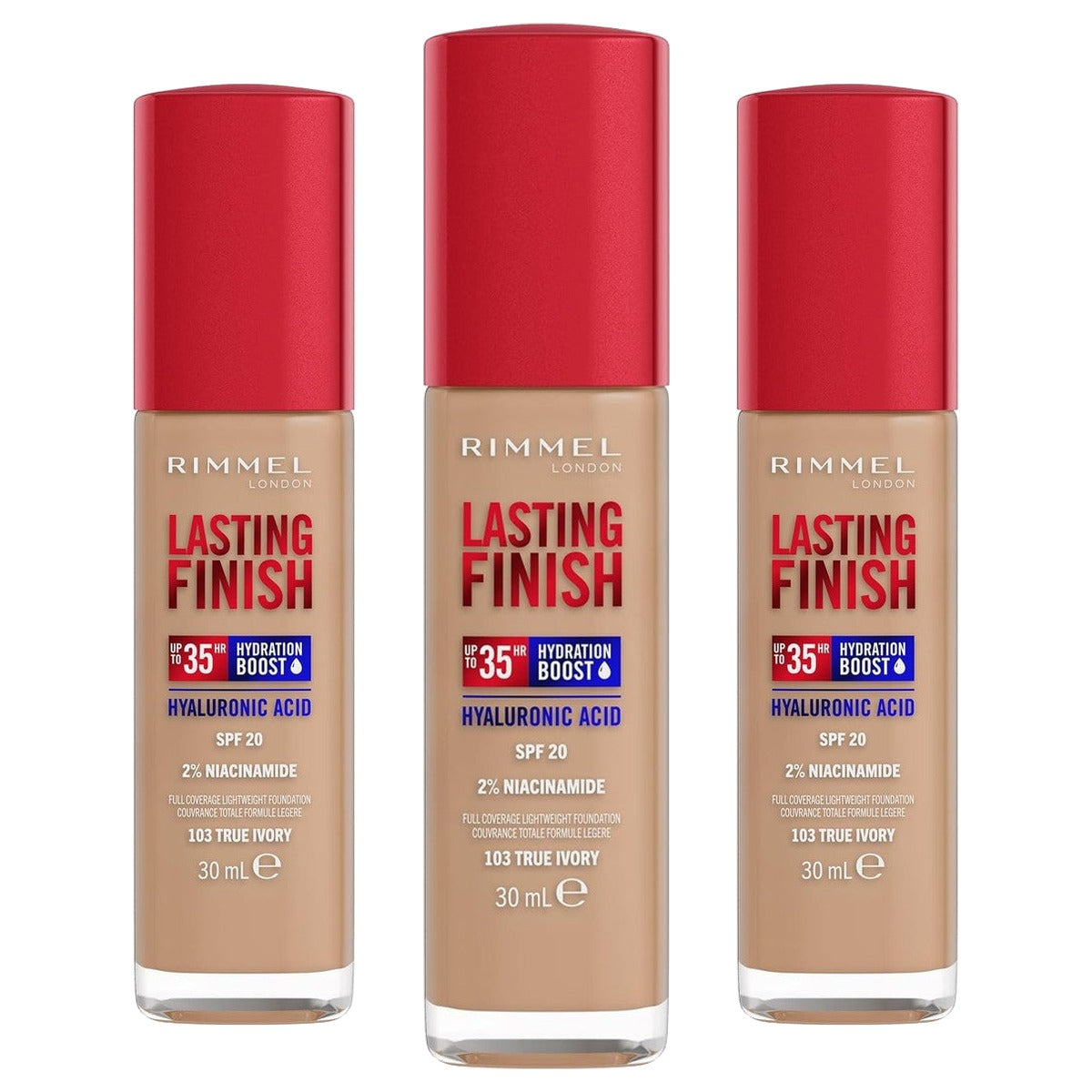 Rimmel London Lasting Finish 35H 103 True Ivory 30 ml - 3 stuks
