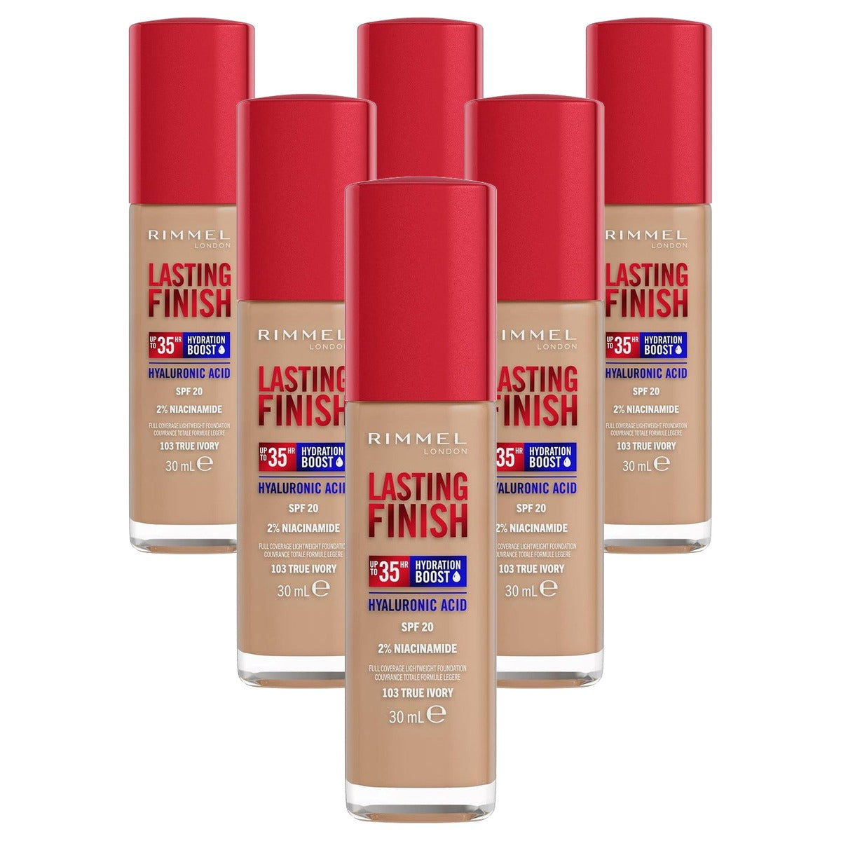 Rimmel London Lasting Finish 35H 103 True Ivory 30 ml - 6 stuks
