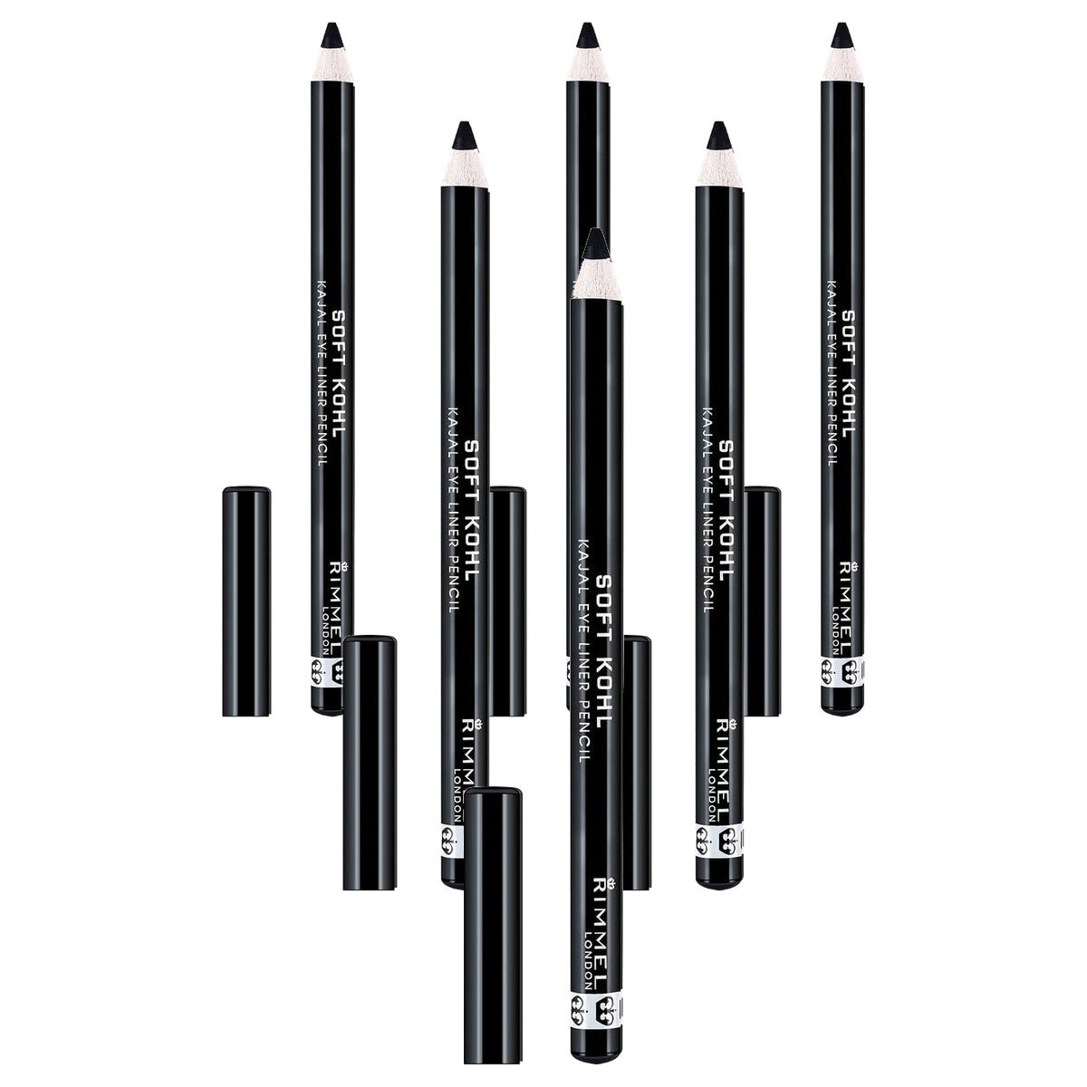 Rimmel London Soft Kohl Kajal Eye Liner Pencil 61 Jet Black - 6 stuks