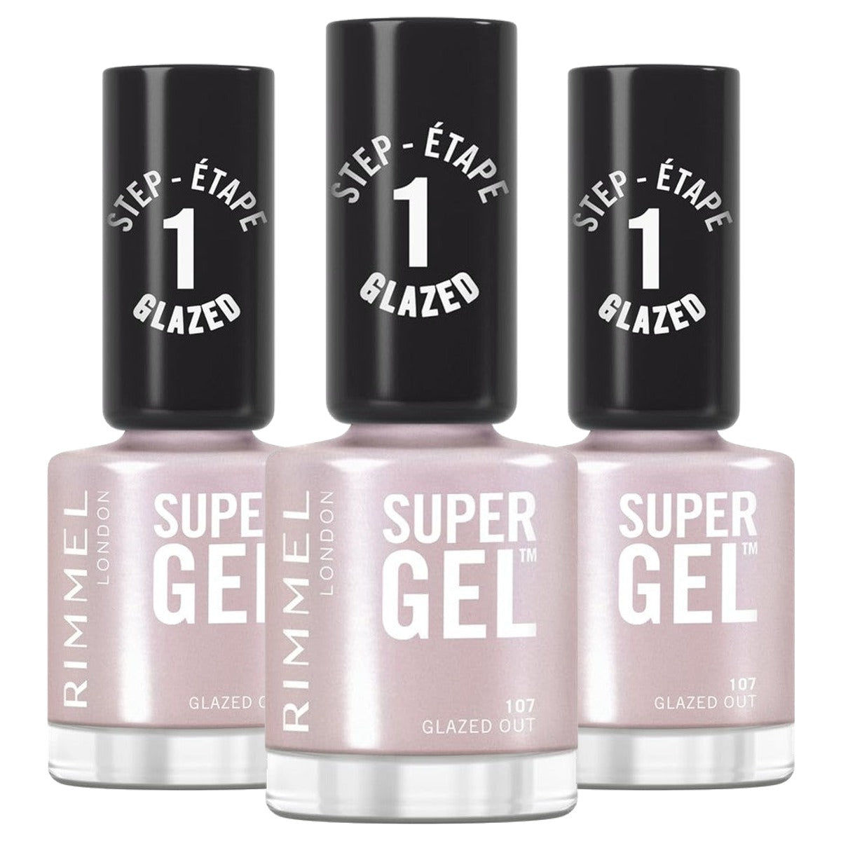 Rimmel London Super Gel 107 Glazed Out nagellak 12 ml - 3 stuks