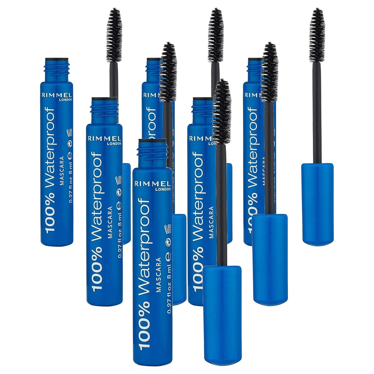 Rimmel London 100% Wasserdichte Mascara Bruin Zwart 8ml - 6 stuks