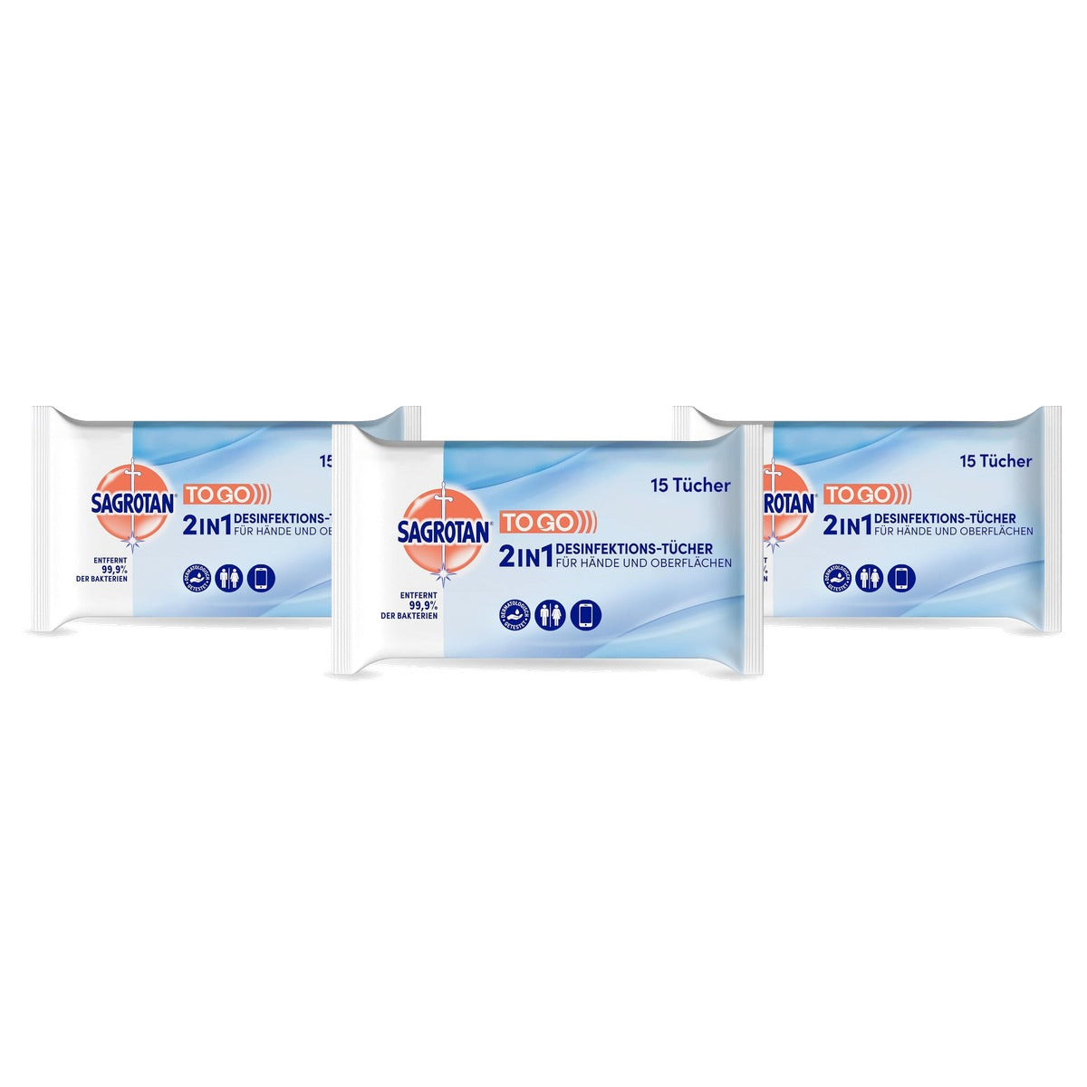 Sagrotan 2-in-1 desinfectiedoekjes 1 x 15 doekjes - 3-pack