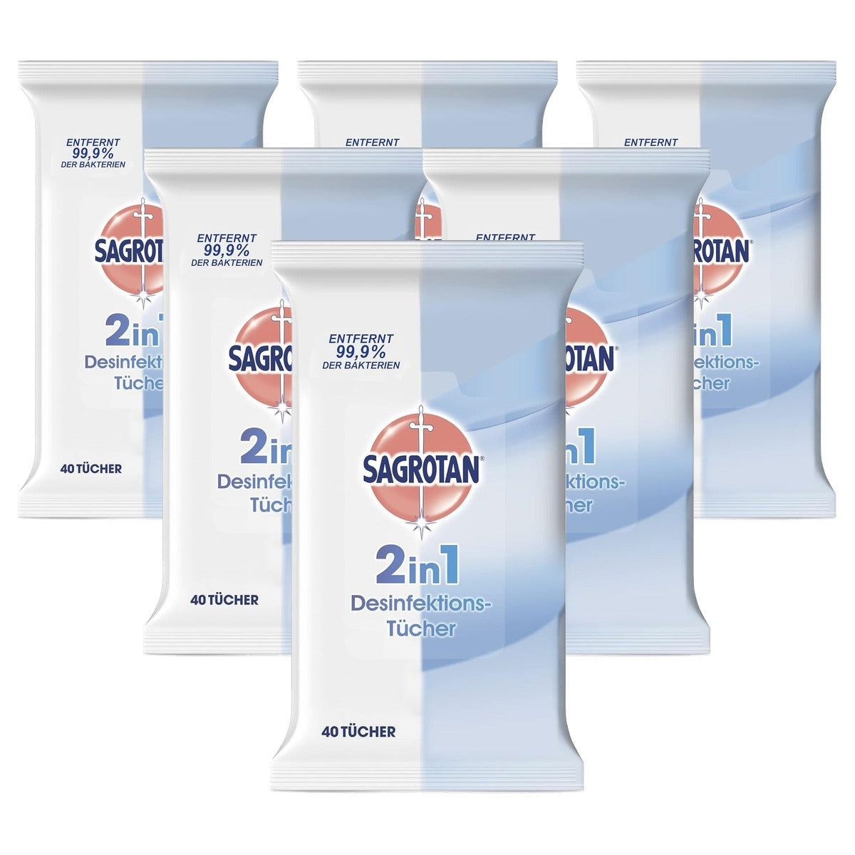 Sagrotan 2-in-1 desinfectiedoekjes 1 x 40 doekjes - 6-pack