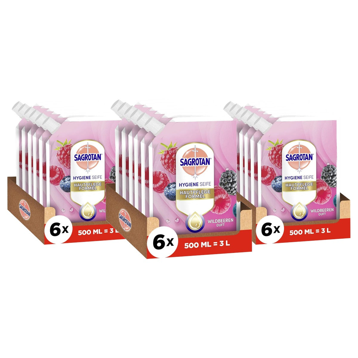 Sagrotan handzeep navulling braambes bosvruchten 6 x 500 ml - 3-pack
