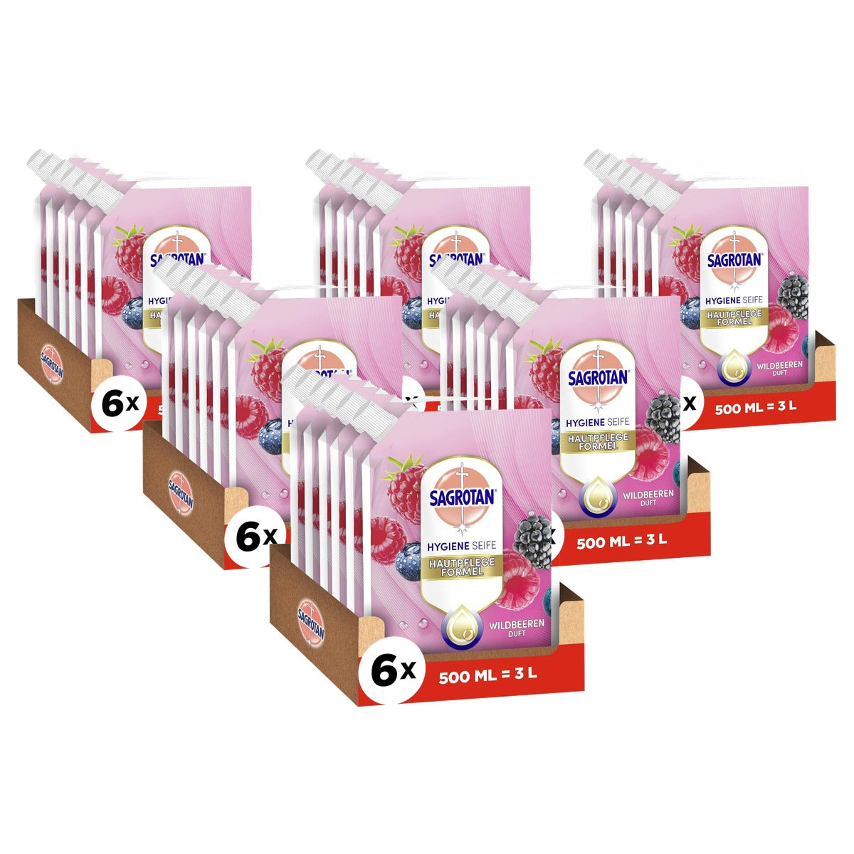 Sagrotan handzeep navulling braambes bosvruchten 6 x 500 ml - 6-pack