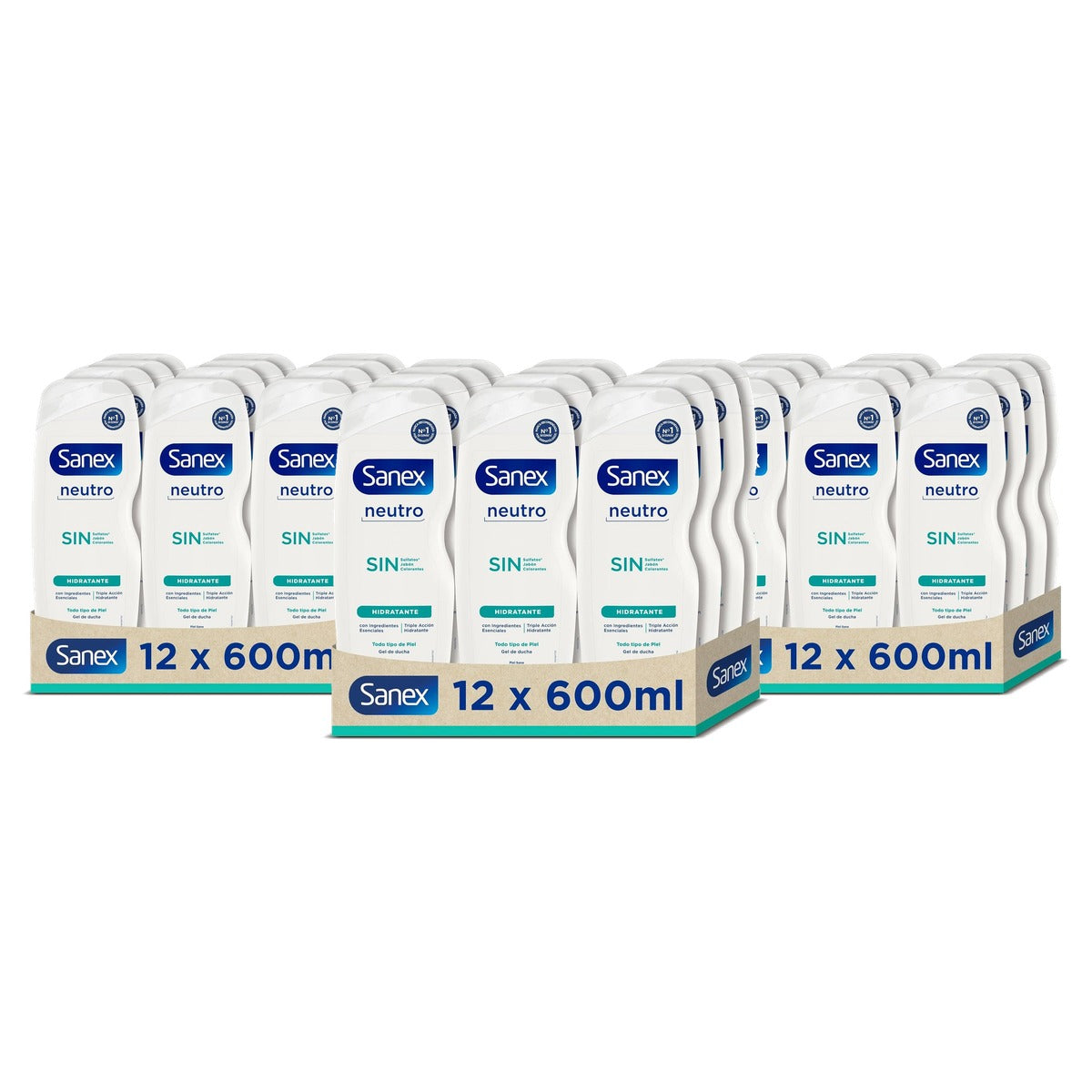 Sanex Neutrale douchegel hydraterend verpakking 12 3 x 600 ml - Voordeelverpakking