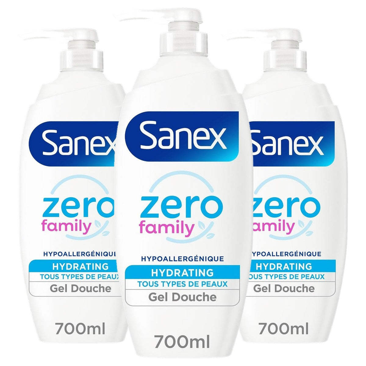Sanex Zero% Family Douchegelpomp 3 x 700 ml - Voordeelverpakking