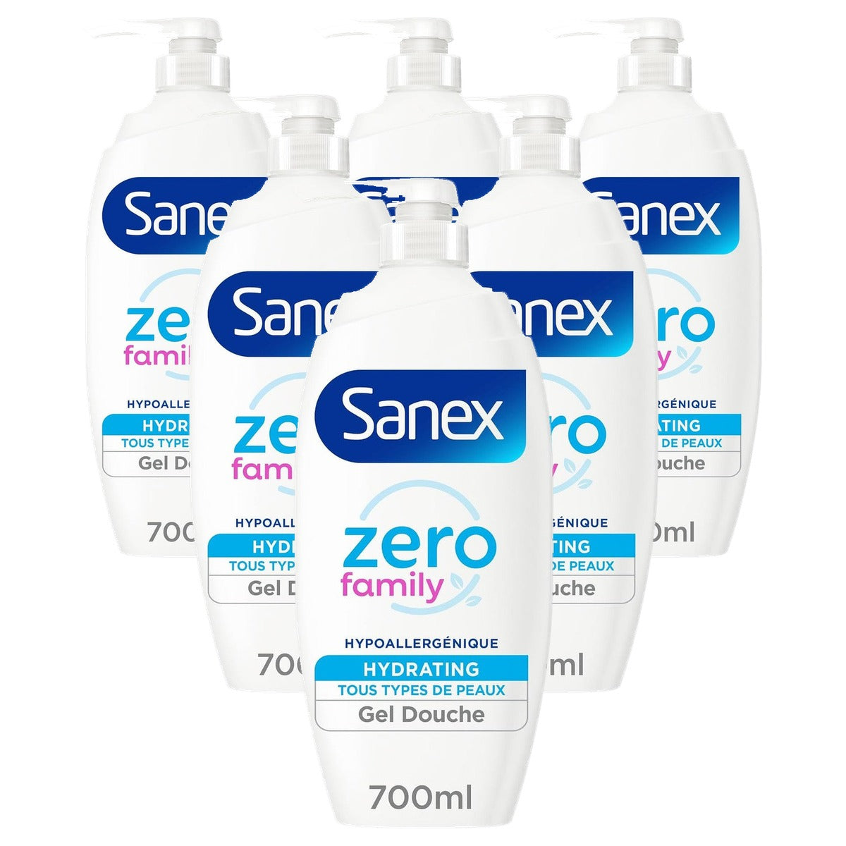 Sanex Zero% Family Douchegelpomp 6 x 700 ml - Voordeelverpakking