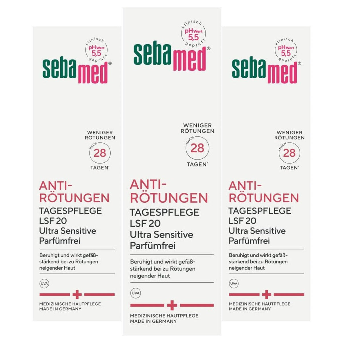 SEBAMED Anti-roodheid dagcrème SPF 20 parfumvrij 3 x 50 ml - Voordeelverpakking