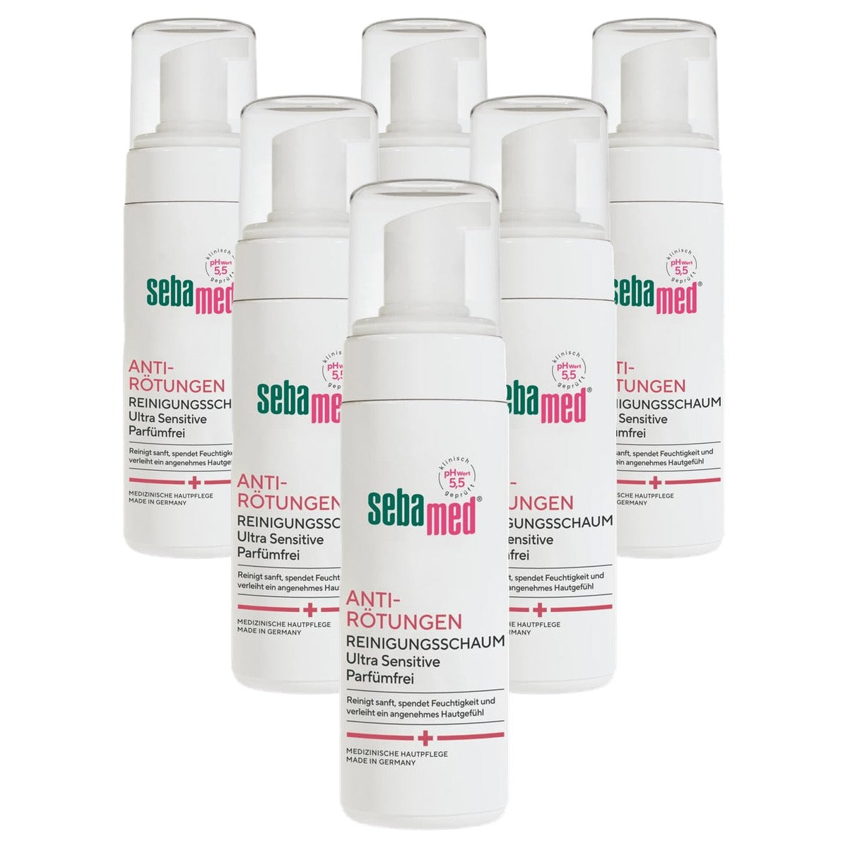 SEBAMED Anti-roodheid reinigingsschuim parfumvrij 6 x 150 ml - Voordeelverpakking