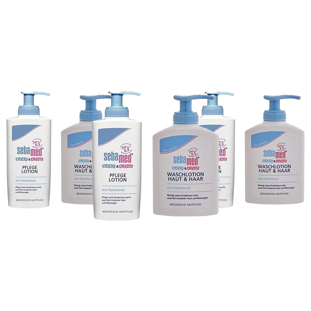 Sebamed Baby & Kind 2 x lotion + 3 x waslotion huid & haar - 3-pack