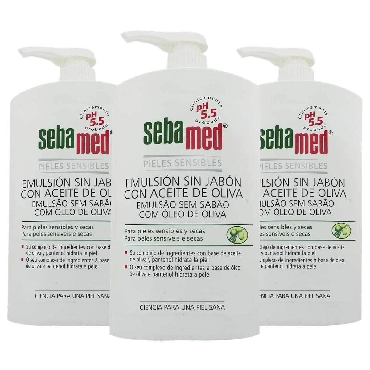 Sebamed Douche-emulsie Olijfolie 3 x 1000 ml - Voordeelverpakking