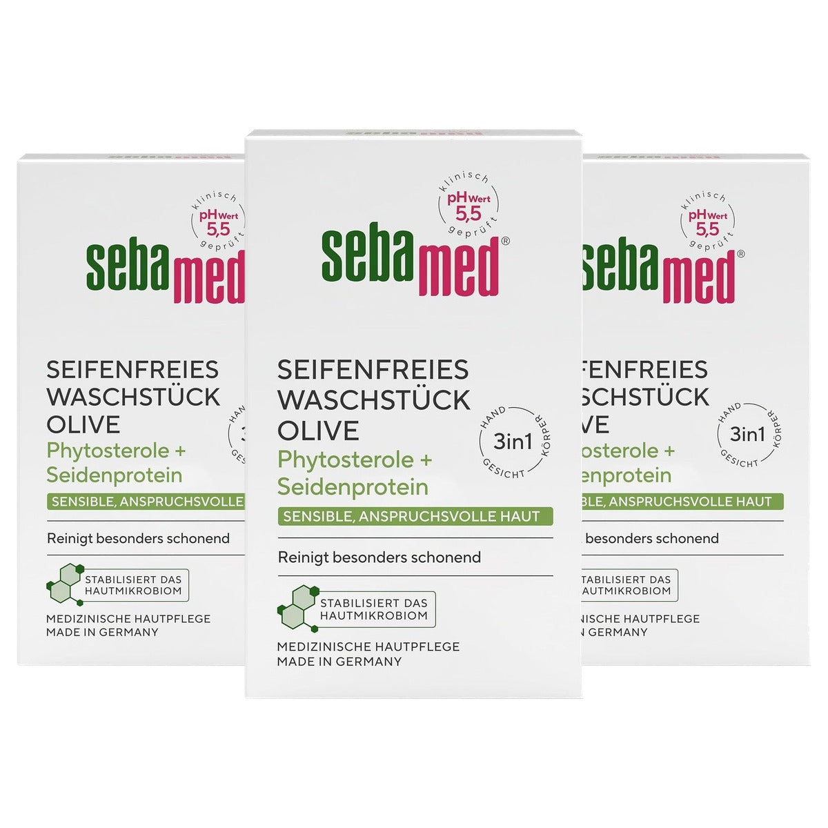 Sebamed Zeepvrij wasstuk olijf 3 x 150 g - Voordeelverpakking