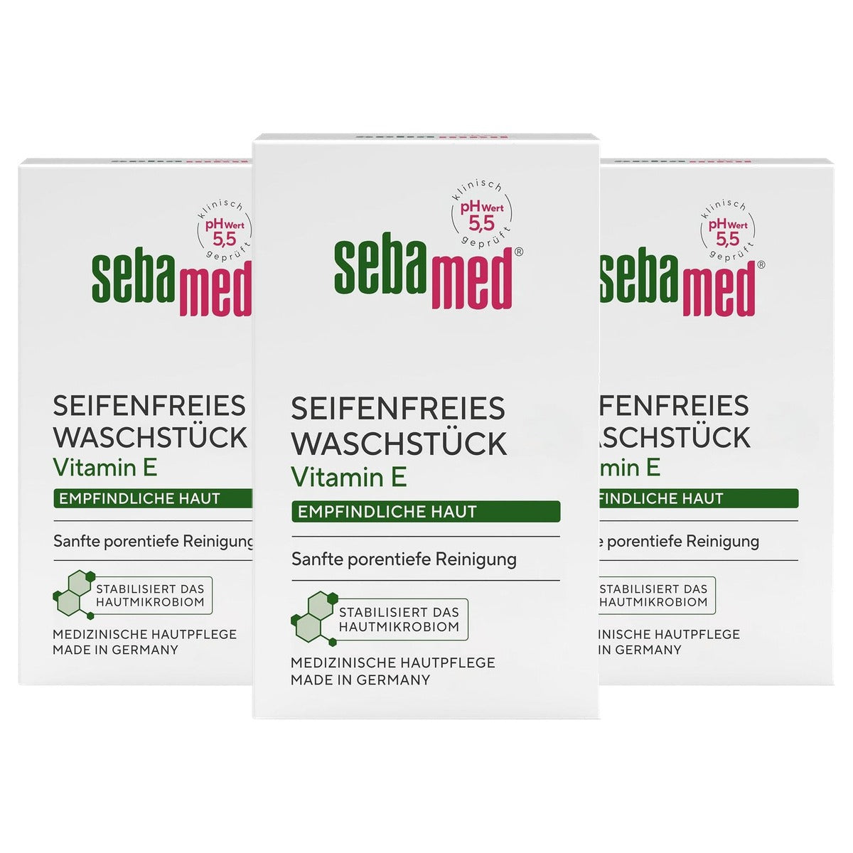 Sebamed Zeepvrij wasstuk met vitamine E 3 x 100 g - Voordeelverpakking
