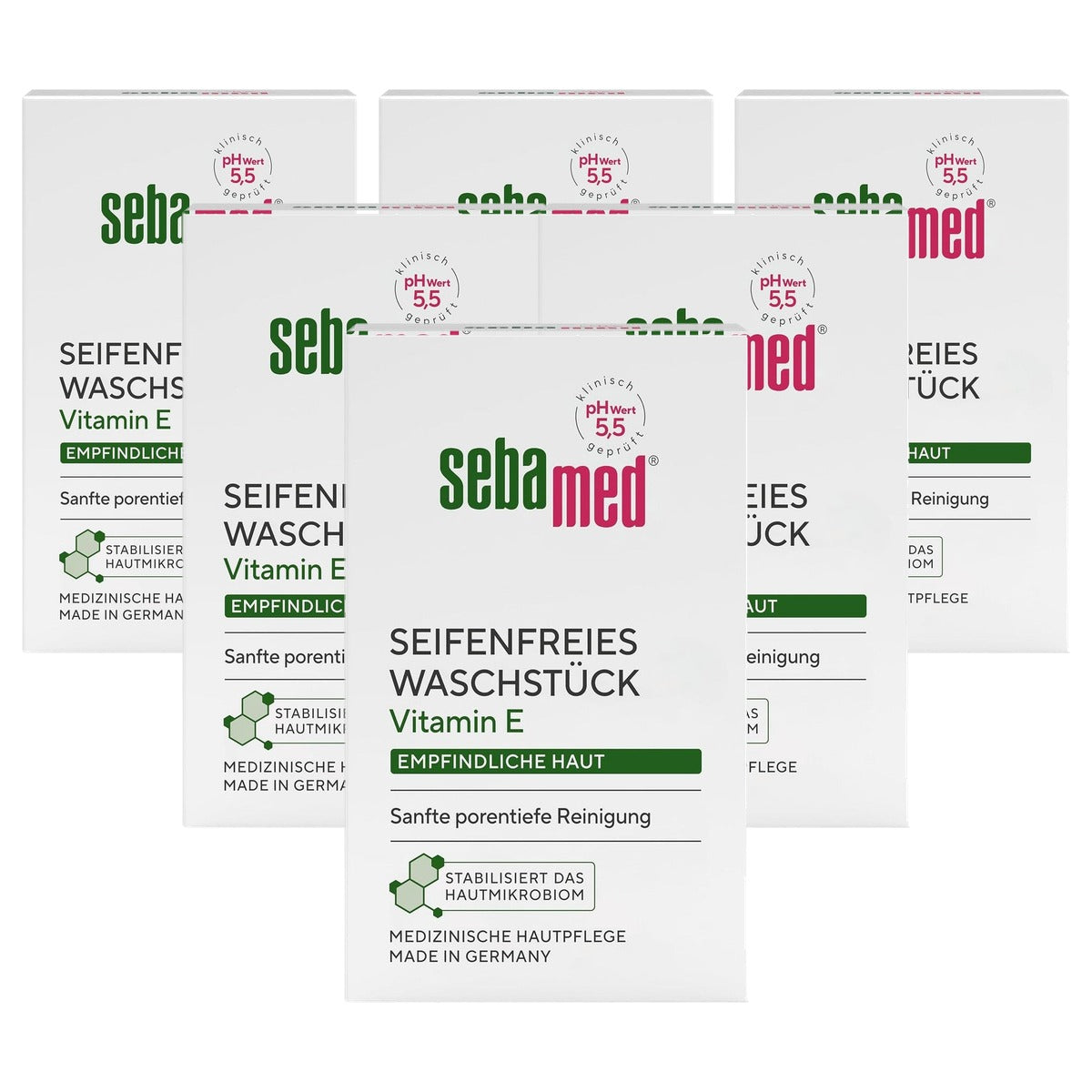 Sebamed Zeepvrij wasstuk met vitamine E 6 x 100 g - Voordeelverpakking