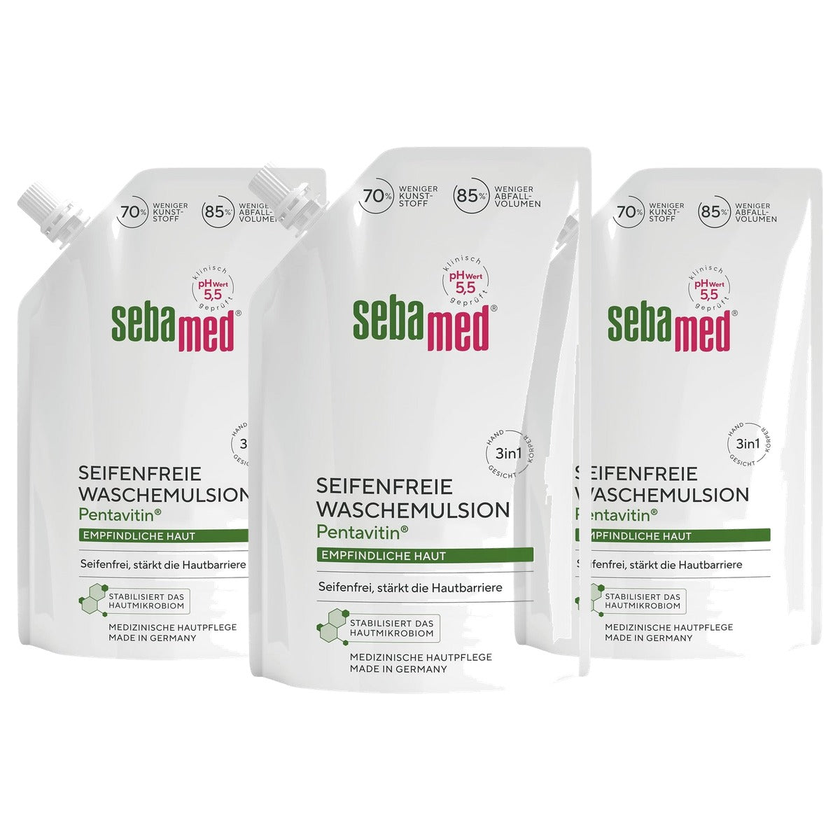 Sebamed Zeepvrije wasemulsie navulzak 3 x 400 ml - Voordeelverpakking