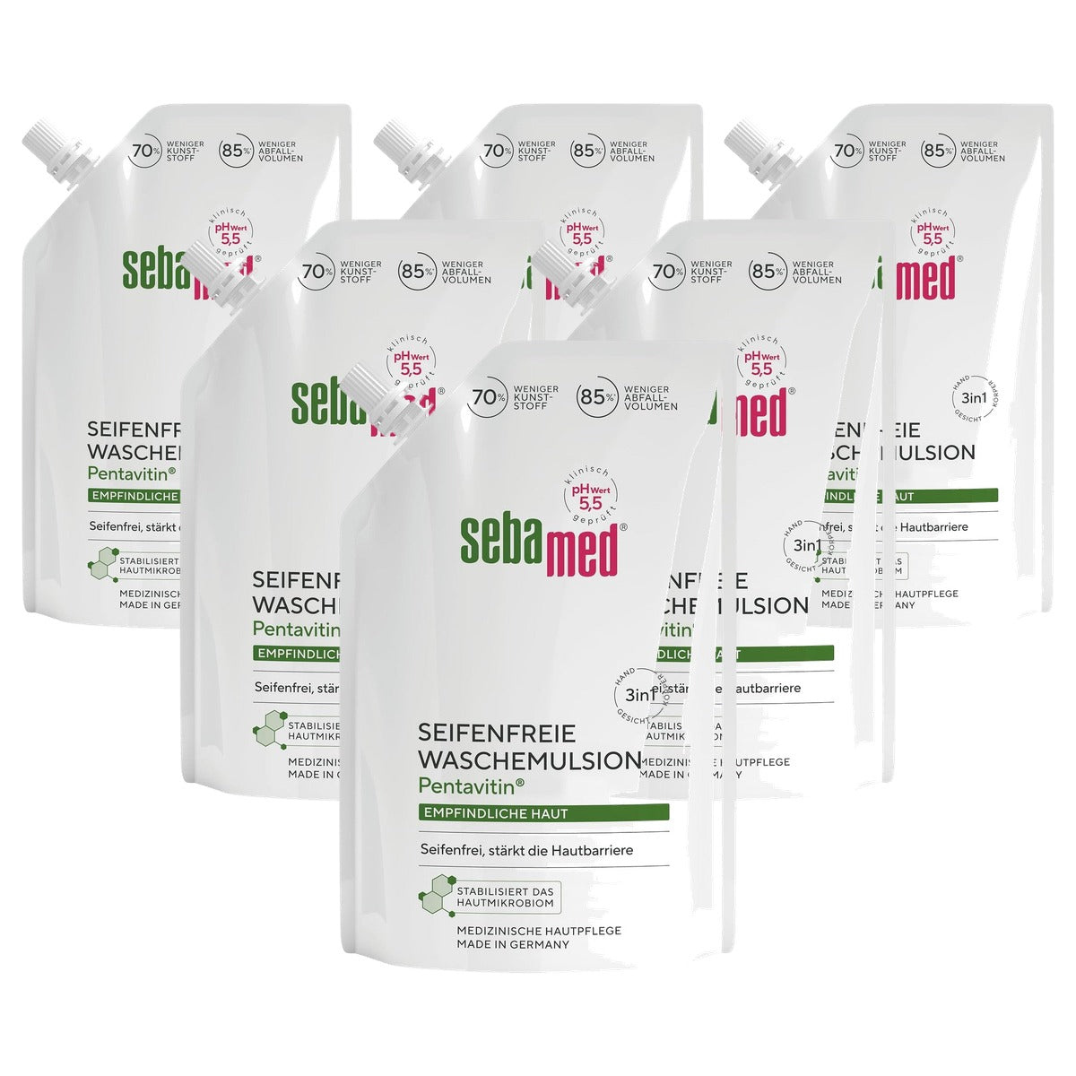 Sebamed Zeepvrije wasemulsie navulzak 6 x 400 ml - Voordeelverpakking